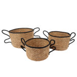 AELIA ΚΑΛΑΘΙ SET 3ΤΜΧ 35x35x23cm SEAGRASS ΦΥΣΙΚΟ ΜΑΥΡΟ 031521