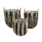 THEROS ΚΑΛΑΘΙ SET 3ΤΜΧ 38x38x40cm ΦΥΛΛΑ ΚΑΛΑΜΠΟΚΙΟΥ ΦΥΣΙΚΟ ΜΑΥΡΟ 031536