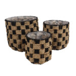 SULIEN ΚΑΛΑΘΙ SET 3ΤΜΧ 34x34x31cm SEAGRASS ΦΥΣΙΚΟ ΜΑΥΡΟ PAPER ROPE 031540