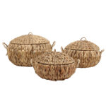 KEA ΚΑΛΑΘΙ ΜΕ ΚΑΠΑΚΙ SET 3ΤΜΧ 40x40x19cm SEAGRASS ΦΥΣΙΚΟ 031550