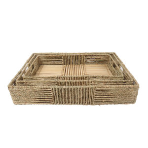 THASOS ΔΙΣΚΟΣ SET 3ΤΜΧ 45x35x8cm SEAGRASS ΦΥΣΙΚΟ 031560