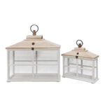 SIKINOS ΦΑΝΑΡΙ 62x22x59cm ΞΥΛΟ ΕΛΑΤΟΥ ΛΕΥΚΟ WHITE WASHED ΓΥΑΛΙ 032011