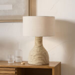 SIKINOS ΦΩΤΙΣΤΙΚΟ ΕΠΙΤΡΑΠΕΖΙΟ 30x30x54cm ΣΧΟΙΝΙ ΦΥΣΙΚΟ ΥΦΑΣΜΑ ΜΠΕΖ 032055 - Image 2