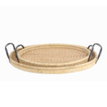 KAMIRA ΔΙΣΚΟΣ 62x39x10cm RATTAN ΦΥΣΙΚΟ ΜΑΥΡΟ PLYWOOD 032079