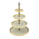 RIBBONS ΟΡΝΤΕΒΙΕΡΑ 4 ΕΠΙΠΕΔΑ 50x50x76cm RATTAN ΦΥΣΙΚΟ ΜΑΥΡΟ PLYWOOD 032082