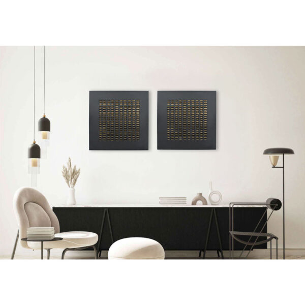 ESCAPE ΠΙΝΑΚΑΣ ΔΙΑΚΟΣΜΗΣΗΣ 80x80x5cm ΜΕΤΑΛΛΟ ΜΑΥΡΟ ΧΡΥΣΟ MDF 032107 - Image 2