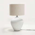 SANTORINI ΦΩΤΙΣΤΙΚΟ ΕΠΙΤΡΑΠΕΖΙΟ 30x30x60cm ΚΕΡΑΜΙΚΟ ΛΕΥΚΟ ΛΙΝΟ ΜΠΕΖ 032178