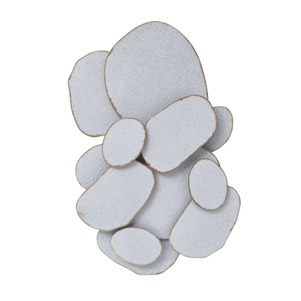032339-2KTXY-first-_1 PEBBLES ΔΙΑΚΟΣΜΗΤΙΚΟ ΤΟΙΧΟΥ 63x7x97cm ΜΕΤΑΛΛΟ ΛΕΥΚΟ ΓΚΡΙ ΧΡΥΣΟ 032339 - Image 1