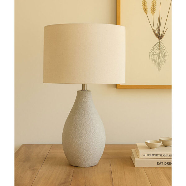 PADER ΦΩΤΙΣΤΙΚΟ ΕΠΙΤΡΑΠΕΖΙΟ 20x20x59cm ΚΕΡΑΜΙΚΟ ΛΕΥΚΟ ΛΙΝΟ ΜΠΕΖ 032353 - Image 2