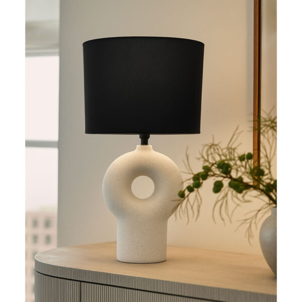 VEGG ΦΩΤΙΣΤΙΚΟ ΕΠΙΤΡΑΠΕΖΙΟ 20x10x52cm ΚΕΡΑΜΙΚΟ ΛΕΥΚΟ ΛΙΝΟ ΜΑΥΡΟ 032356 - Image 2