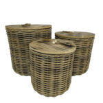 KEGAN ΚΟΥΤΙ ΑΠΟΘΗΚΕΥΣΗΣ ΣΕΤ 3ΤΜΧ 41x41x42cm ΞΥΛΟ ΚΑΦΕ RATTAN 032618
