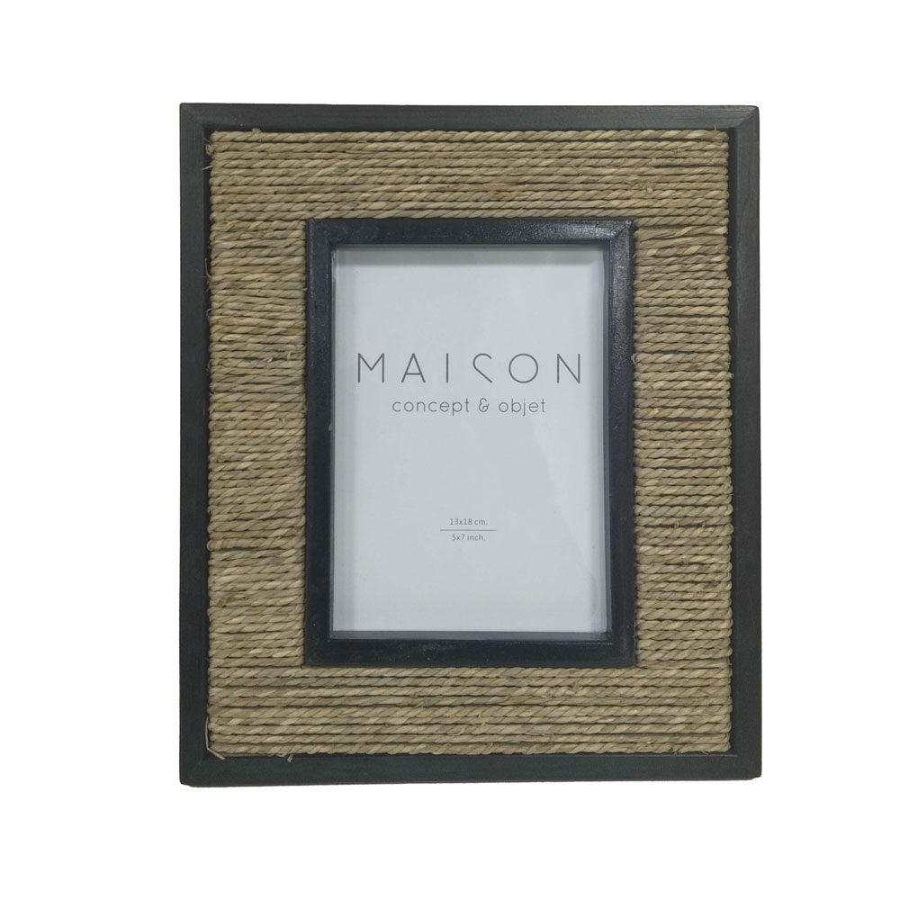 032638-cyOGE-first-_1 JUNO ΚΟΡΝΙΖΑ 29x25x2cm SEAGRASS ΦΥΣΙΚΟ ΜΑΥΡΟ ΓΥΑΛΙ 032638 - Image 1