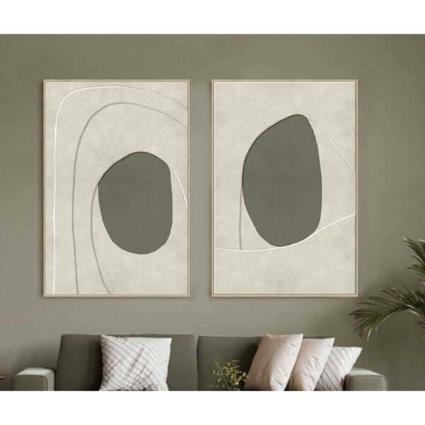 VOID B ΠΙΝΑΚΑΣ ΔΙΑΚΟΣΜΗΤΙΚΟΣ ΜΕ ΚΟΡΝΙΖΑ 80x120x4cm ΚΑΜΒΑΣ ΜΠΕΖ ΛΑΔΙ PS 033032 - Image 2