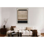 SQUARE ΠΙΝΑΚΑΣ ΔΙΑΚΟΣΜΗΤΙΚΟΣ ΜΕ ΚΟΡΝΙΖΑ 80x120x4cm ΚΑΜΒΑΣ ΜΠΕΖ ΜΑΥΡΟ ΚΑΦΕ PS 033033 - Image 2