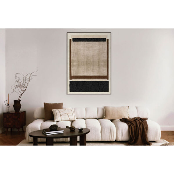 SQUARE ΠΙΝΑΚΑΣ ΔΙΑΚΟΣΜΗΤΙΚΟΣ ΜΕ ΚΟΡΝΙΖΑ 80x120x4cm ΚΑΜΒΑΣ ΜΠΕΖ ΜΑΥΡΟ ΚΑΦΕ PS 033033 - Image 2