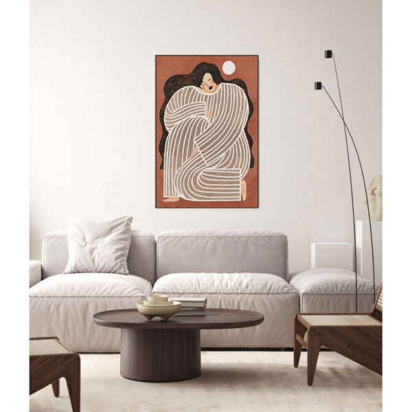 ABBI A ΠΙΝΑΚΑΣ ΔΙΑΚΟΣΜΗΤΙΚΟΣ ΜΕ ΚΟΡΝΙΖΑ 80x120x4cm ΚΑΜΒΑΣ TERRACOTTA ΜΠΕΖ ΚΑΦΕ PS 033036 - Image 2