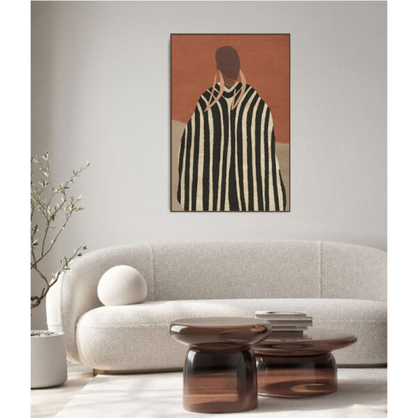 CIANNA ΠΙΝΑΚΑΣ ΔΙΑΚΟΣΜΗΤΙΚΟΣ ΜΕ ΚΟΡΝΙΖΑ 80x120x4cm ΚΑΜΒΑΣ TERRACOTTA ΜΠΕΖ ΚΑΦΕ PS 033038 - Image 2