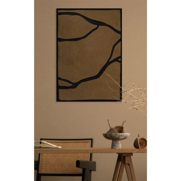 EAVAN ΠΙΝΑΚΑΣ ΔΙΑΚΟΣΜΗΤΙΚΟΣ ΜΕ ΚΟΡΝΙΖΑ 80x120x4cm ΚΑΜΒΑΣ ΚΑΦΕ ΜΑΥΡΟ PS 033039 - Image 2