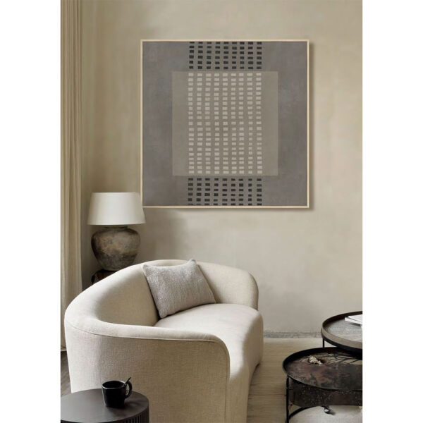 FRAMED DREAM ΠΙΝΑΚΑΣ ΔΙΑΚΟΣΜΗΤΙΚΟΣ ΜΕ ΚΟΡΝΙΖΑ 80x80x4cm ΚΑΜΒΑΣ ΓΚΡΙ ΣΚΟΥΡΟ ΜΠΕΖ ΞΥΛΟ 033066 - Image 2