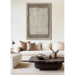 SQUARE LINES ΠΙΝΑΚΑΣ ΔΙΑΚΟΣΜΗΤΙΚΟΣ ΜΕ ΚΟΡΝΙΖΑ 80x120x4cm ΚΑΜΒΑΣ ΜΠΕΖ ΚΑΦΕ PP 033069 - Image 2