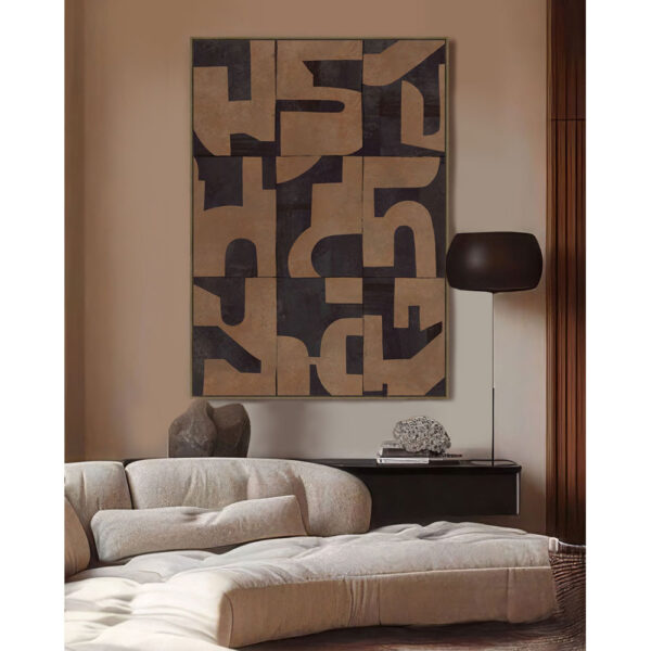 ABSTRACT SHAPE ΠΙΝΑΚΑΣ ΔΙΑΚΟΣΜΗΤΙΚΟΣ ΜΕ ΚΟΡΝΙΖΑ 80x120x4cm ΚΑΜΒΑΣ ΚΑΦΕ PP 033070 - Image 2