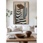 DESERT BLOOM ΠΙΝΑΚΑΣ ΔΙΑΚΟΣΜΗΤΙΚΟΣ ΜΕ ΚΟΡΝΙΖΑ 80x120x4cm ΚΑΜΒΑΣ ΚΑΦΕ ΜΠΕΖ PP 033073 - Image 2