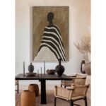 TIMELESS ELEGANCE B ΠΙΝΑΚΑΣ ΔΙΑΚΟΣΜΗΤΙΚΟΣ ΜΕ ΚΟΡΝΙΖΑ 80x120x4cm ΚΑΜΒΑΣ ΚΑΦΕ ΜΠΕΖ PP ΜΑΥΡΟ 033075 - Image 2