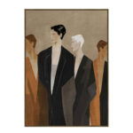 HUMAN FLOW ΠΙΝΑΚΑΣ ΔΙΑΚΟΣΜΗΤΙΚΟΣ ΜΕ ΚΟΡΝΙΖΑ 80x120x4cm ΚΑΜΒΑΣ ΚΑΦΕ ΜΠΕΖ PP ΜΑΥΡΟ 033077