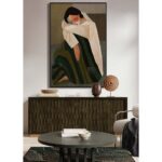 SILENT REFLECTION ΠΙΝΑΚΑΣ ΔΙΑΚΟΣΜΗΤΙΚΟΣ ΜΕ ΚΟΡΝΙΖΑ 80x120x4cm ΚΑΜΒΑΣ ΚΑΦΕ ΜΠΕΖ PP ΠΡΑΣΙΝΟ 033078 - Image 2