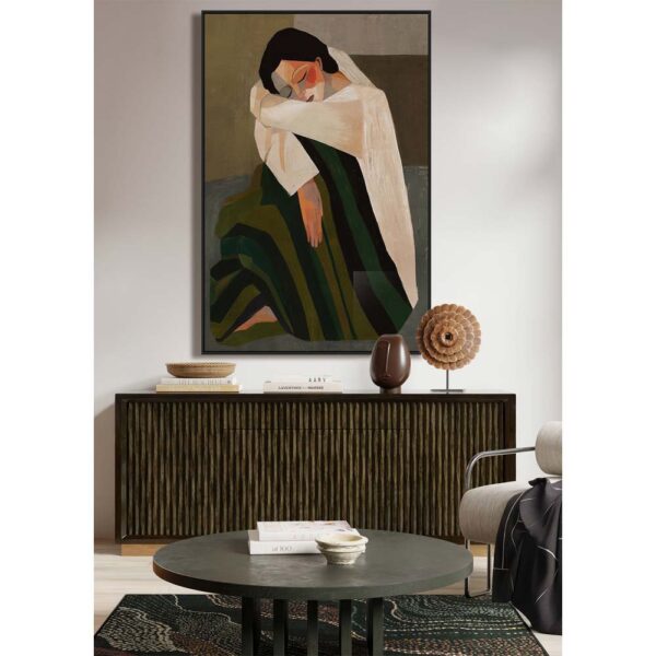 SILENT REFLECTION ΠΙΝΑΚΑΣ ΔΙΑΚΟΣΜΗΤΙΚΟΣ ΜΕ ΚΟΡΝΙΖΑ 80x120x4cm ΚΑΜΒΑΣ ΚΑΦΕ ΜΠΕΖ PP ΠΡΑΣΙΝΟ 033078 - Image 2