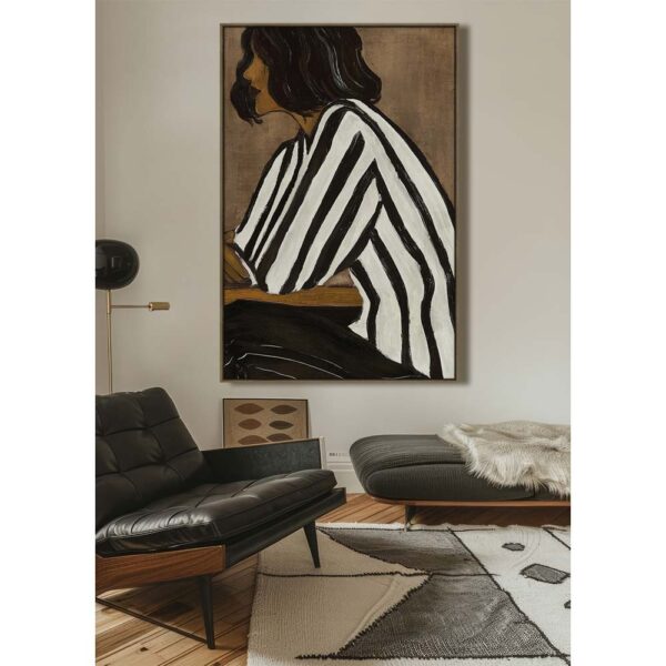 STILL BEAUTY ΠΙΝΑΚΑΣ ΔΙΑΚΟΣΜΗΤΙΚΟΣ ΜΕ ΚΟΡΝΙΖΑ 80x120x4cm ΚΑΜΒΑΣ ΚΑΦΕ ΜΑΥΡΟ PP 033080 - Image 2