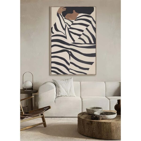 QUIET GRACE ΠΙΝΑΚΑΣ ΔΙΑΚΟΣΜΗΤΙΚΟΣ ΜΕ ΚΟΡΝΙΖΑ 80x120x4cm ΚΑΜΒΑΣ ΜΠΕΖ ΜΑΥΡΟ PP 033081 - Image 2