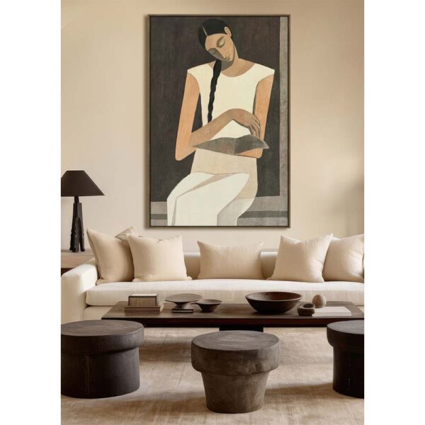 SERENITY A ΠΙΝΑΚΑΣ ΔΙΑΚΟΣΜΗΤΙΚΟΣ ΜΕ ΚΟΡΝΙΖΑ 80x120x4cm ΚΑΜΒΑΣ ΜΠΕΖ ΚΑΦΕ PP 033082 - Image 2