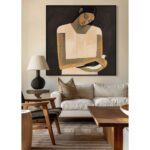 SERENITY B ΠΙΝΑΚΑΣ ΔΙΑΚΟΣΜΗΤΙΚΟΣ ΜΕ ΚΟΡΝΙΖΑ 100x100x4cm ΚΑΜΒΑΣ ΜΠΕΖ ΚΑΦΕ PP 033083 - Image 2