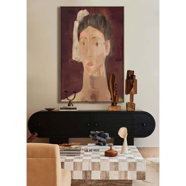 ETERNAL GAZE ΠΙΝΑΚΑΣ ΔΙΑΚΟΣΜΗΤΙΚΟΣ ΜΕ ΚΟΡΝΙΖΑ 80x120x4cm ΚΑΜΒΑΣ ΜΠΟΡΝΤΩ ΜΠΕΖ PP 033084 - Image 2