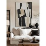 FADING FACES ΠΙΝΑΚΑΣ ΔΙΑΚΟΣΜΗΤΙΚΟΣ ΜΕ ΚΟΡΝΙΖΑ 80x120x4cm ΚΑΜΒΑΣ ΜΠΕΖ ΜΑΥΡΟ PP 033085 - Image 2