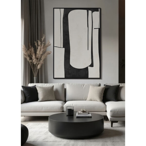 FIELDS ΠΙΝΑΚΑΣ ΔΙΑΚΟΣΜΗΤΙΚΟΣ ΜΕ ΚΟΡΝΙΖΑ 80x120x4cm ΚΑΜΒΑΣ ΜΑΥΡΟ BEIGE ΞΥΛΟ ΜΑΥΡΟ 033175 - Image 2