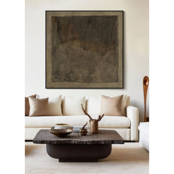 AFENGIA ΠΙΝΑΚΑΣ ΔΙΑΚΟΣΜΗΤΙΚΟΣ ΜΕ ΚΟΡΝΙΖΑ 80x80x4cm ΚΑΜΒΑΣ ΚΑΦΕ ΚΑΦΕ ΞΥΛΟ ΜΑΥΡΟ 033177 - Image 2