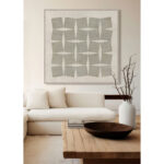 CHAINED ΠΙΝΑΚΑΣ ΔΙΑΚΟΣΜΗΤΙΚΟΣ ΜΕ ΚΟΡΝΙΖΑ 80x80x4cm ΚΑΜΒΑΣ BEIGE ΓΚΡΙ ΞΥΛΟ ΦΥΣΙΚΟ 033178 - Image 2