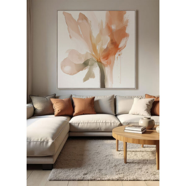 CALANDIUM.A ΠΙΝΑΚΑΣ ΔΙΑΚΟΣΜΗΤΙΚΟΣ ΜΕ ΚΟΡΝΙΖΑ 80x80x4cm ΚΑΜΒΑΣ BEIGE ΠΟΛΥΧΡΩΜΟ ΞΥΛΟ ΦΥΣΙΚΟ 033185 - Image 2