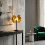 BLOSSOM ΦΩΤΙΣΤΙΚΟ ΕΠΙΤΡΑΠΕΖΙΟ 34.5x34.5x55cm ΜΕΤΑΛΛΟ BROWN GOLD ΜΑΥΡΟ 033307 - Image 2