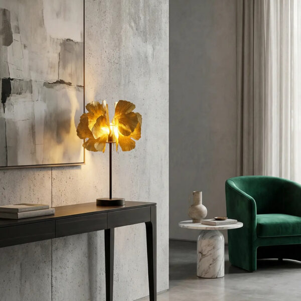 BLOSSOM ΦΩΤΙΣΤΙΚΟ ΕΠΙΤΡΑΠΕΖΙΟ 34.5x34.5x55cm ΜΕΤΑΛΛΟ BROWN GOLD ΜΑΥΡΟ 033307 - Image 2