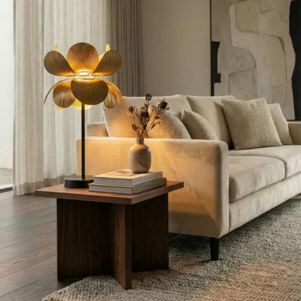 BLOSSOM ΦΩΤΙΣΤΙΚΟ ΕΠΙΤΡΑΠΕΖΙΟ 30x30x67cm ΜΕΤΑΛΛΟ BROWN GOLD 033361 - Image 2