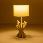 WOODLAND ΦΩΤΙΣΤΙΚΟ ΕΠΙΤΡΑΠΕΖΙΟ 26x26x54cm POLYRESIN ΛΕΥΚΟ ΥΦΑΣΜΑ OFF WHITE 034149 - Image 3