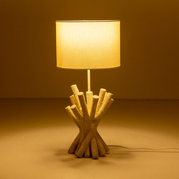 WOODLAND ΦΩΤΙΣΤΙΚΟ ΕΠΙΤΡΑΠΕΖΙΟ 26x26x54cm POLYRESIN ΛΕΥΚΟ ΥΦΑΣΜΑ OFF WHITE 034149 - Image 3