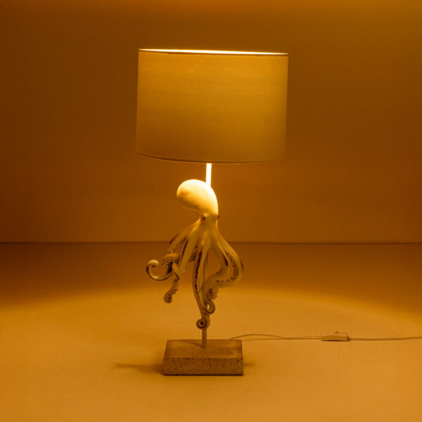 OCTOPUS ΦΩΤΙΣΤΙΚΟ ΕΠΙΤΡΑΠΕΖΙΟ 30x30x66cm POLYRESIN ΛΕΥΚΟ ΥΦΑΣΜΑ ΓΚΡΙ ΛΕΥΚΟ 034150 - Image 3