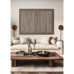 RAYA A ΠΙΝΑΚΑΣ ΔΙΑΚΟΣΜΗΤΙΚΟΣ ΜΕ ΚΟΡΝΙΖΑ 90x120x4cm ΚΑΜΒΑΣ ΚΑΦΕ ΜΠΕΖ ΞΥΛΟ ΦΥΣΙΚΟ 034239 - Image 2