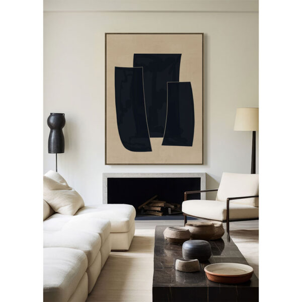 VISUELLE ΠΙΝΑΚΑΣ ΔΙΑΚΟΣΜΗΤΙΚΟΣ ΜΕ ΚΟΡΝΙΖΑ 90x120x4cm ΚΑΜΒΑΣ ΜΠΕΖ ΜΑΥΡΟ ΞΥΛΟ ΦΥΣΙΚΟ 034241 - Image 2