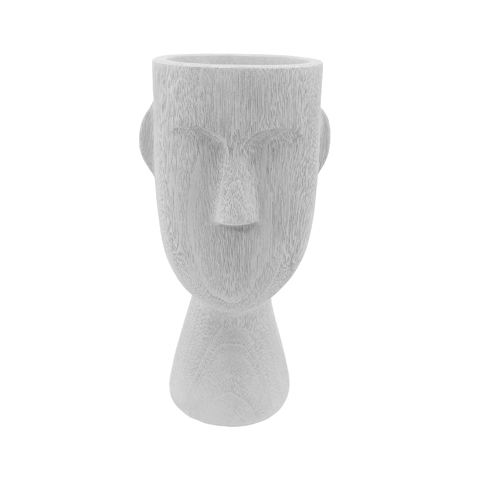 034488-rxvst-first-_1 POLYFACE ΒΑΖΟ 20.5x6.8x19cm POLYRESIN ΑΣΠΡΟ 034488 - Image 1