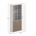 ΒΙΒΛΙΟΘΗΚΗ/ΝΤΟΥΛΑΠΙ NEWLINE HM18280 ΜΕΛΑΜΙΝΗ ΕΚΡΟΥ-ΑΝΟΙΧΤΟ ΚΑΦΕ--ΓΥΑΛΙ 120x40x200Υεκ - Image 2